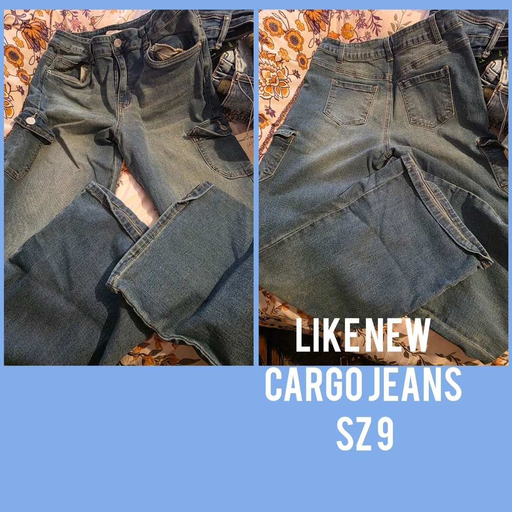 Charlotte Russe Blue Cargo Wide-Leg Jeans
